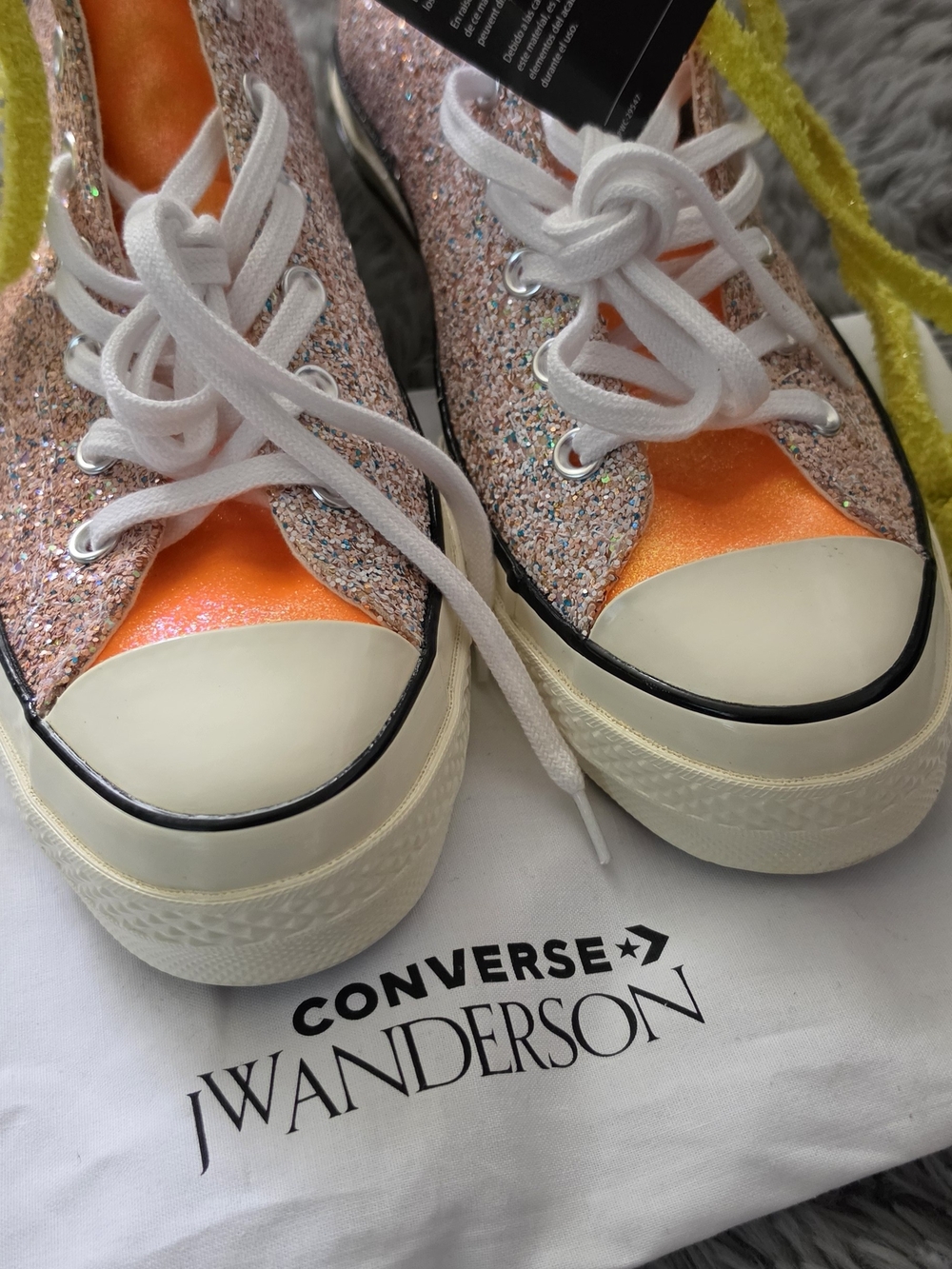 Converse JW Anderson Pink Glitter & Orange Accent Platform Sneakers